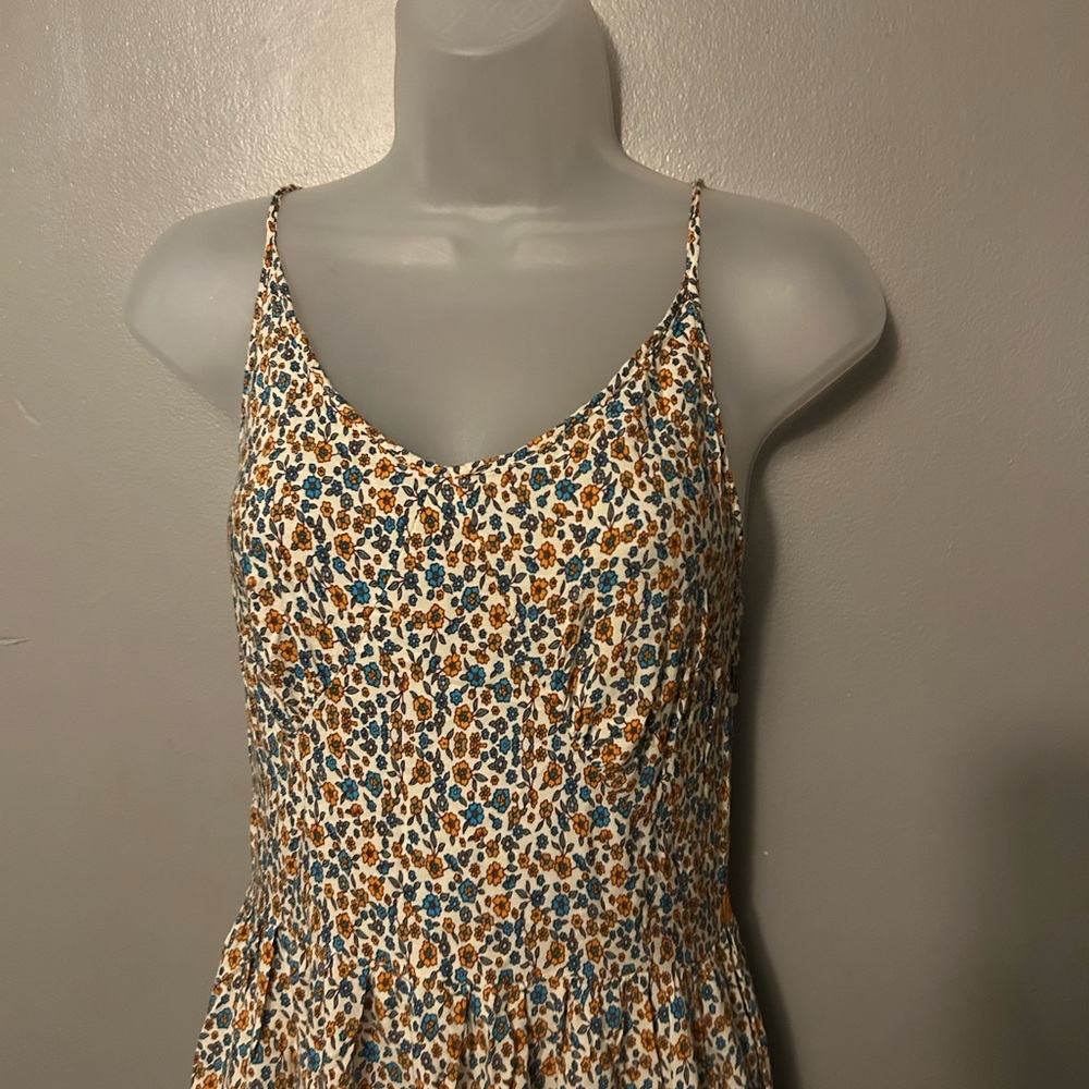 Floral print sleeveless maxi dress - beige/orange/blue 100% cotton - Picture 5 of 13